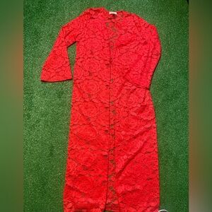 Chic Red Lace Cardigan